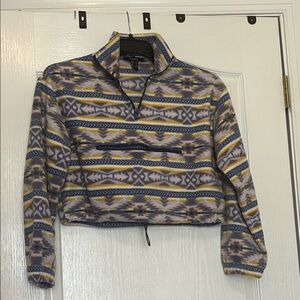 Patterned Quarter-Zip Fleece Pullover